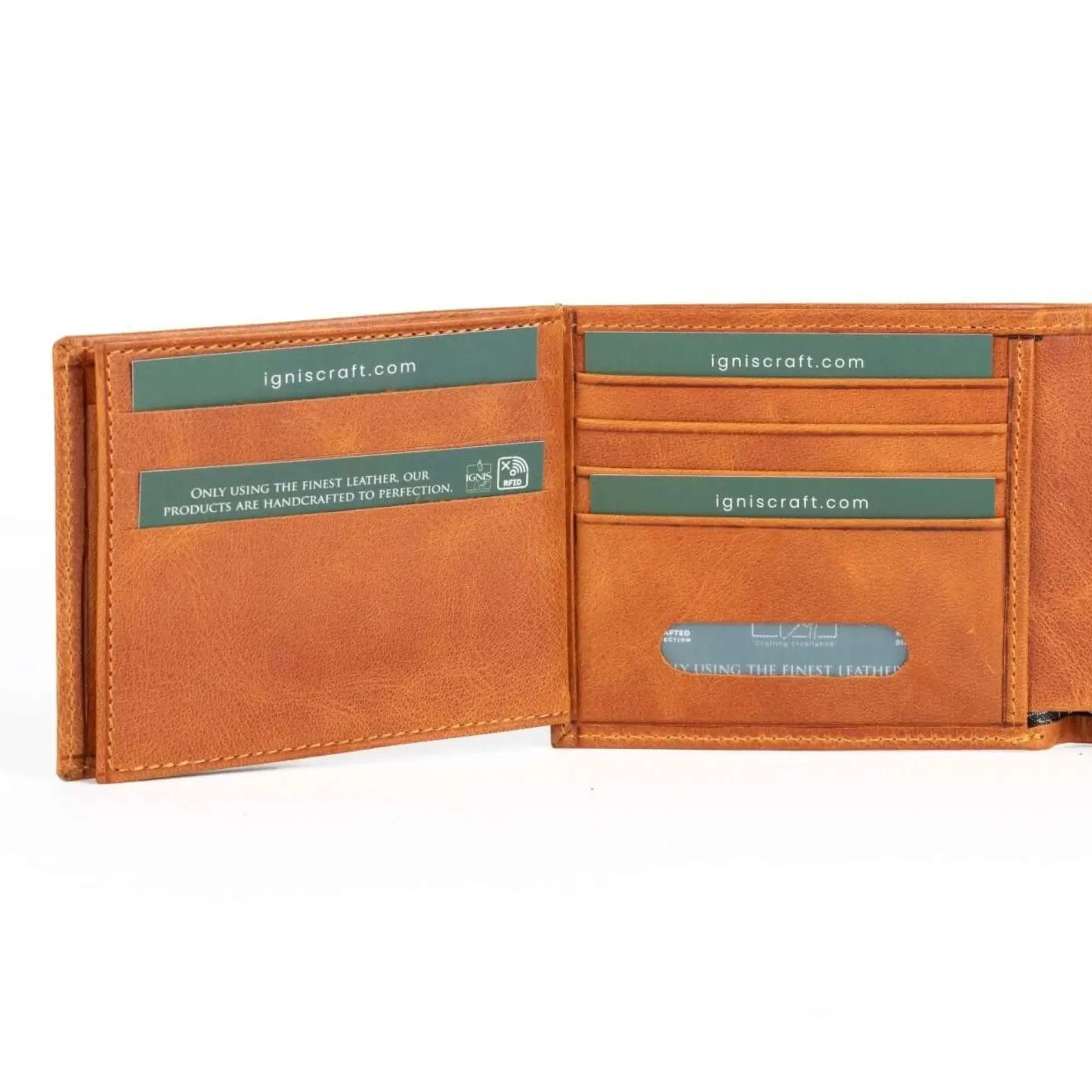 Premium Men's Leather Wallet | Dual Flip Amber - IGNIS Craft