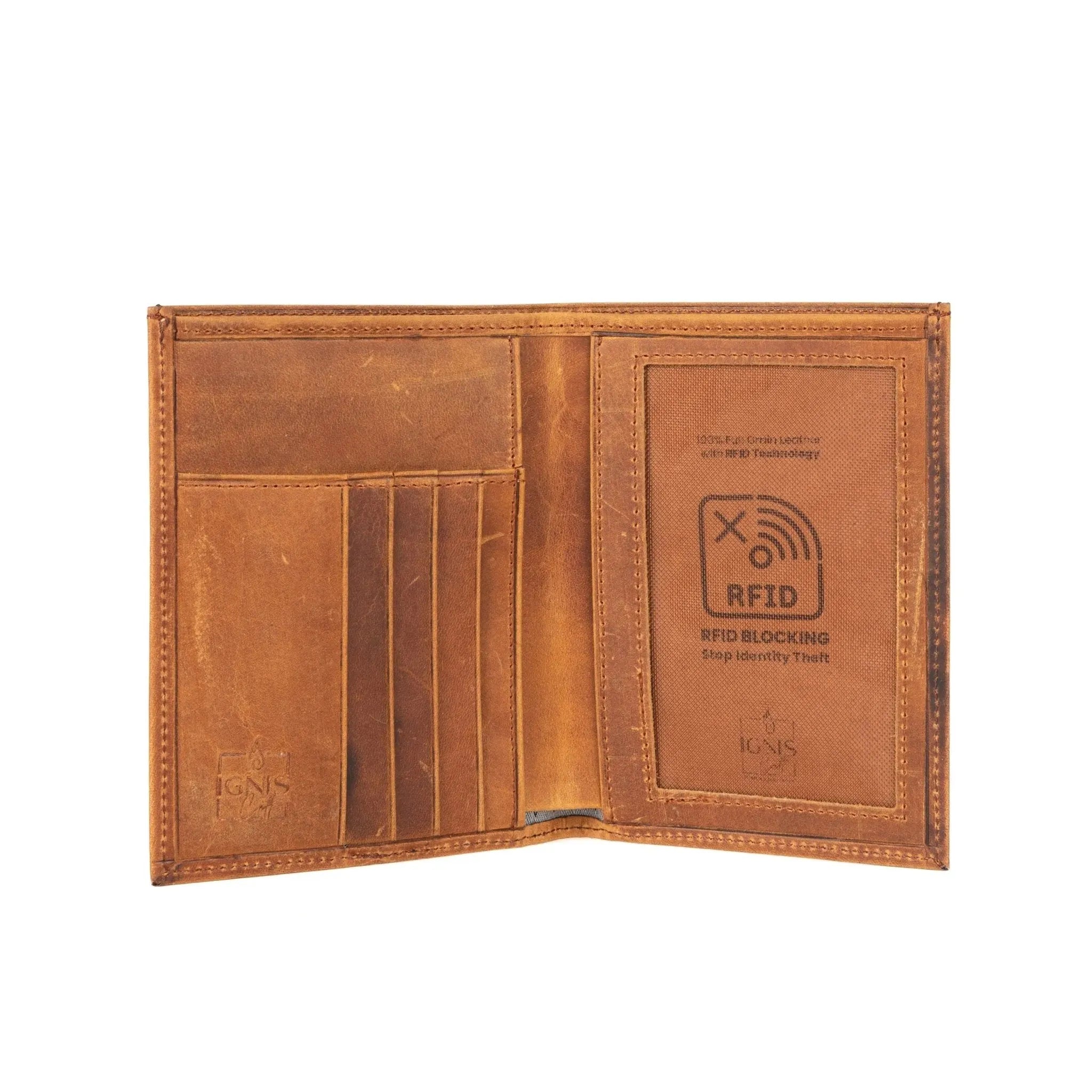 RFID Blocking Leather Passport Holder | Voyager Amber