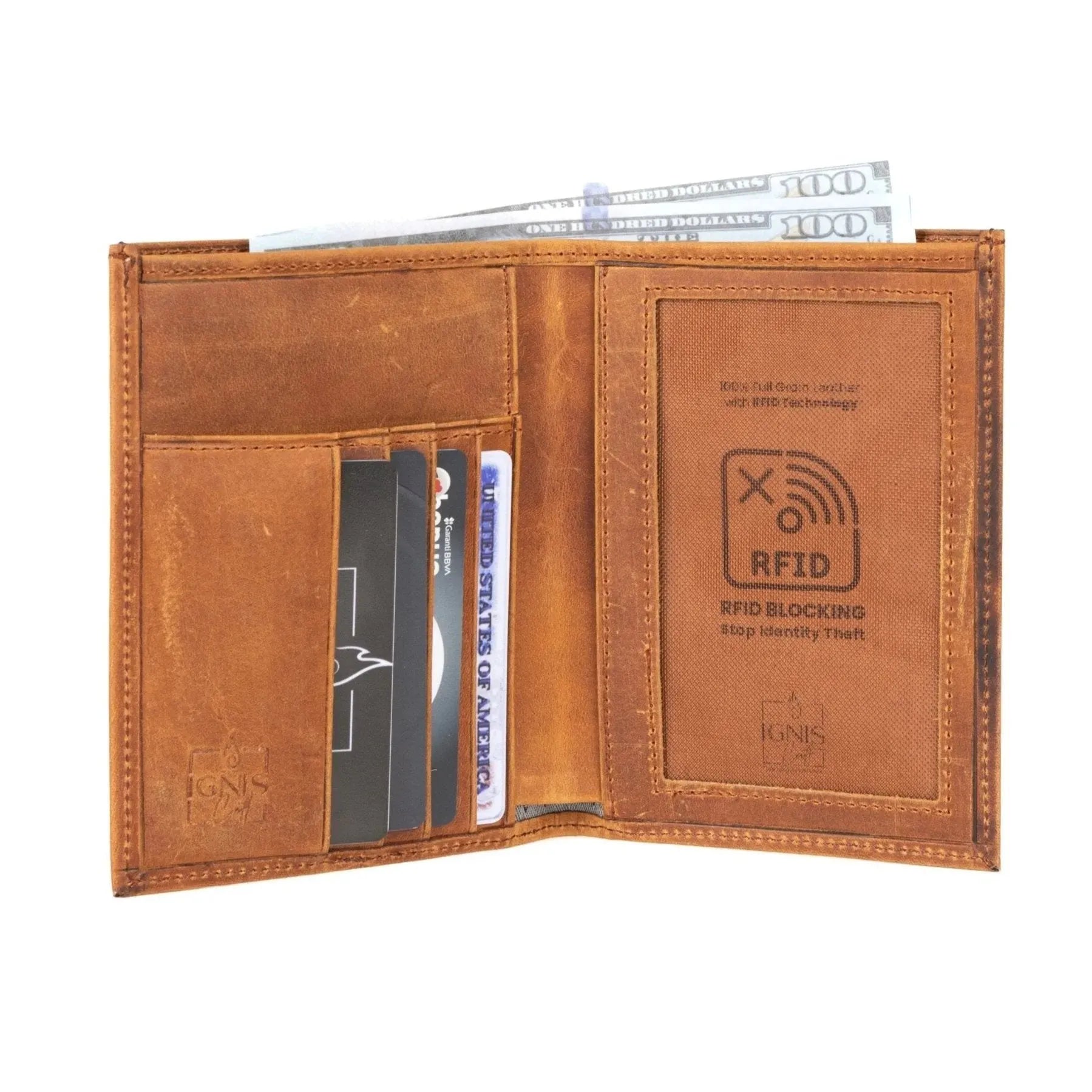 RFID Blocking Leather Passport Holder | Voyager Amber