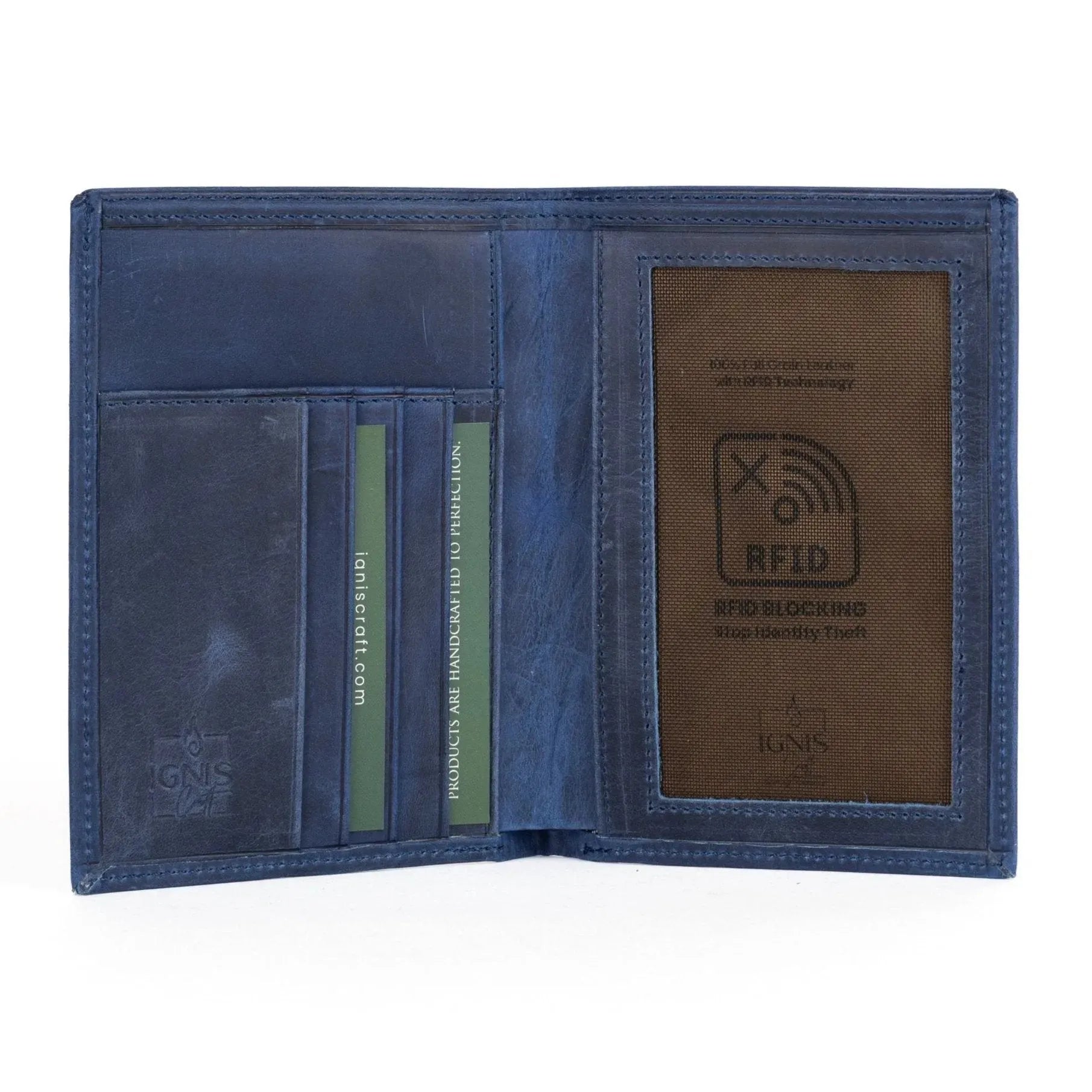 RFID Protection Leather Passport Wallet | Voyager Sapphire