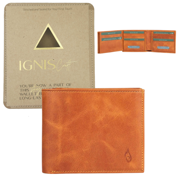 Dual Flip Amber Men's Leather Wallet - IGNIS Craft