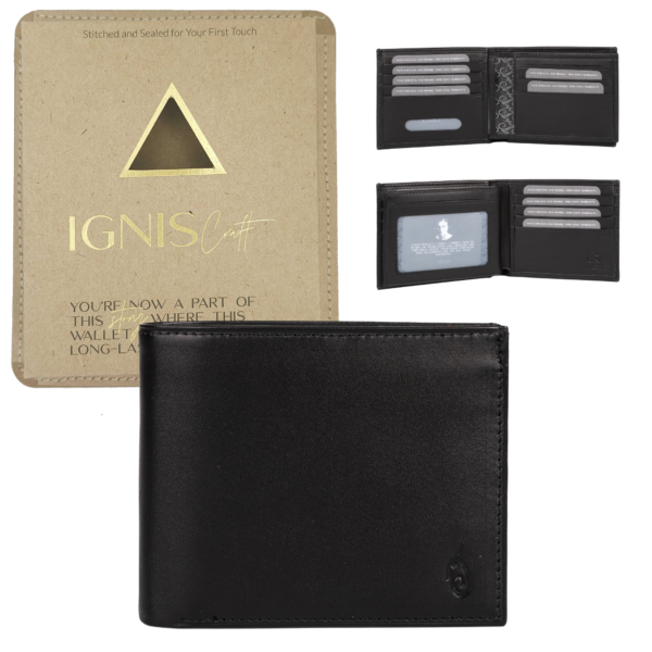 Companion Onyx Men's Leather Wallet - RFID-Protected, Premium Leather | IGNIS Craft