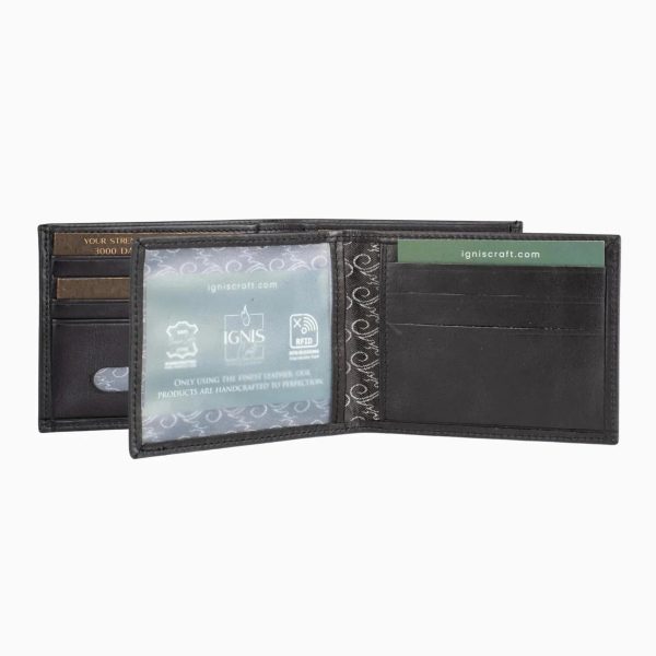Men’s Black Leather Wallet – Slim RFID Minimalist Design - Image 2