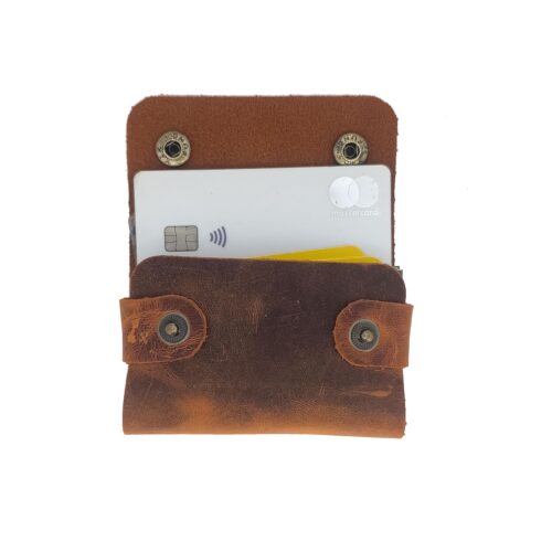 Terracotta Leather Card Holder – Handmade Slim Wallet