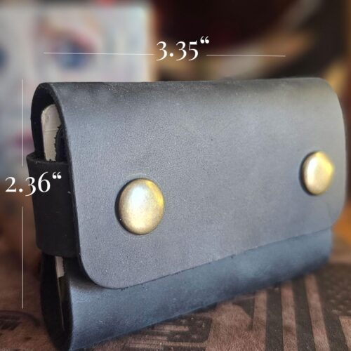 Black Leather Card Holder – Handmade Slim Wallet for Men