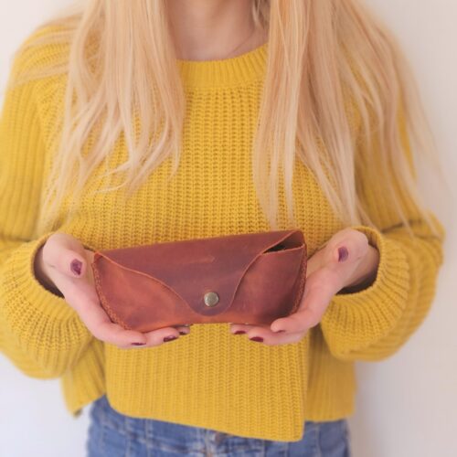 Terracotta Leather Sunglasses Case – Handmade Eyeglass Pouch