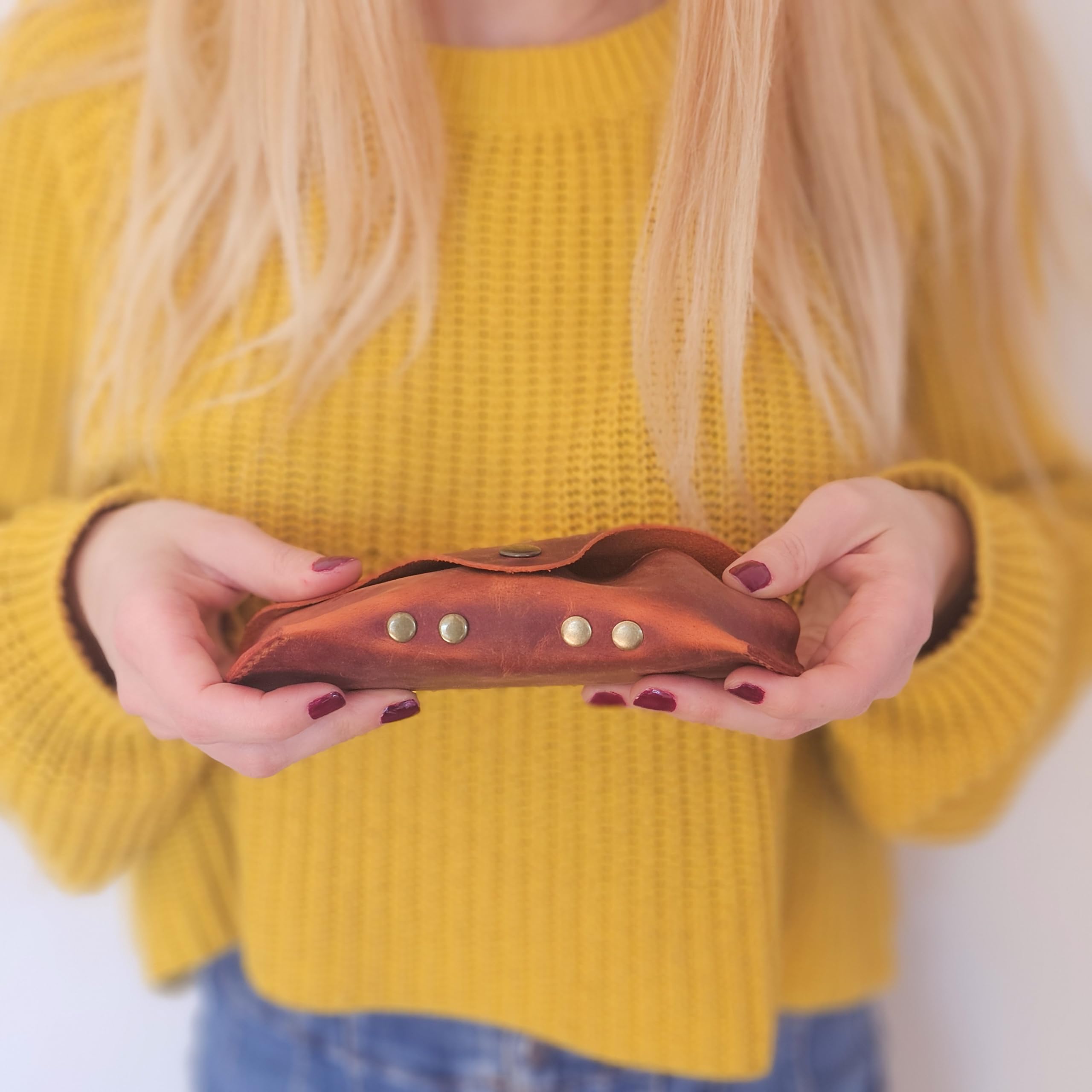 Terracotta Leather Sunglasses Case – Handmade Eyeglass Pouch