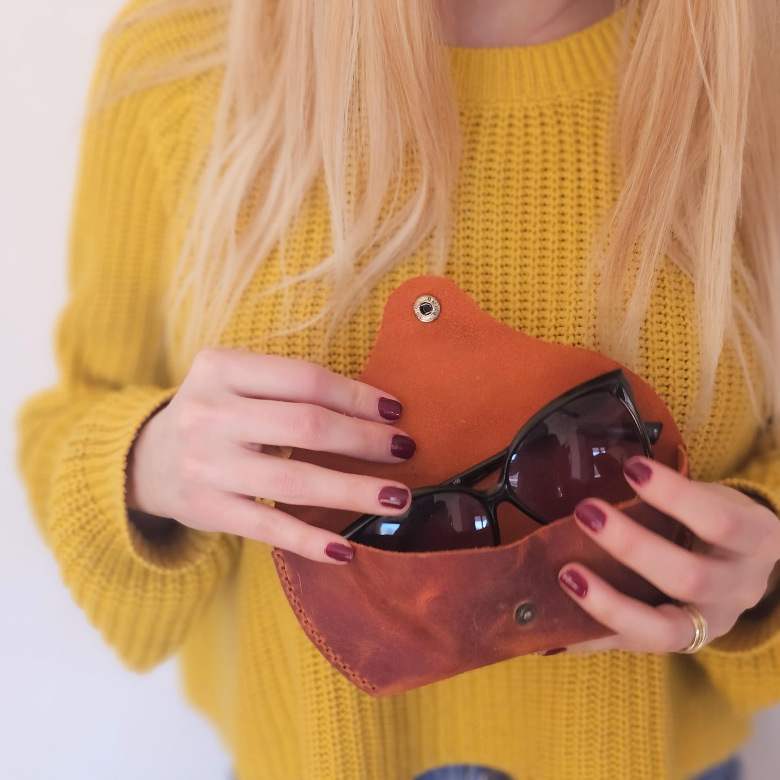Terracotta Leather Sunglasses Case – Handmade Eyeglass Pouch