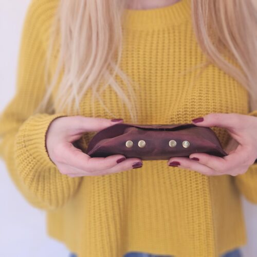 Burgundy Leather Eyeglass Case – Handmade Glasses Pouch