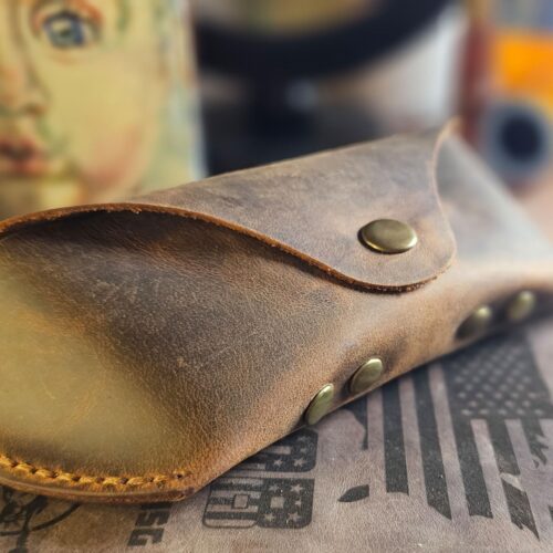 Brown Leather Sunglasses Case – Handmade Eyeglass Holder