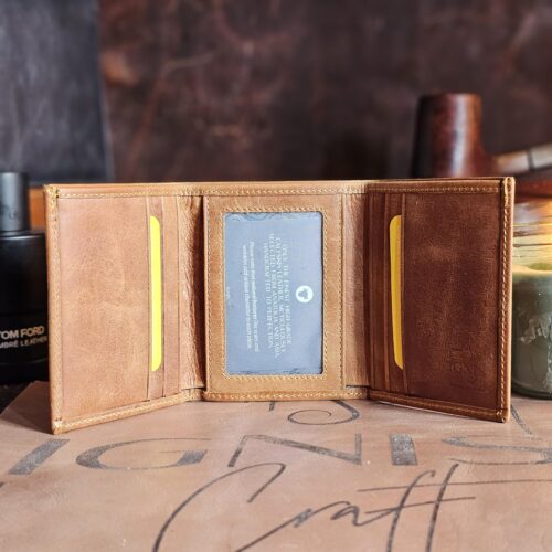 Black Leather Trifold Wallet for Men – RFID Minimalist