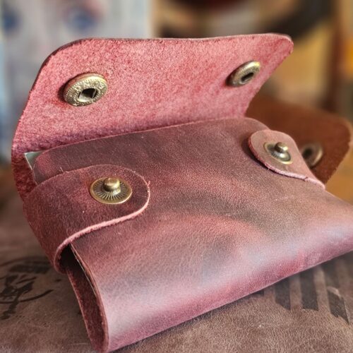 Ignis Craft Burgundy Leather Business Card Holder Wallet – Handmade Credit Card Holder, Slim Wallet for Women, Soft Minimalist Wallet – Elegant & Functional for Office & Travel