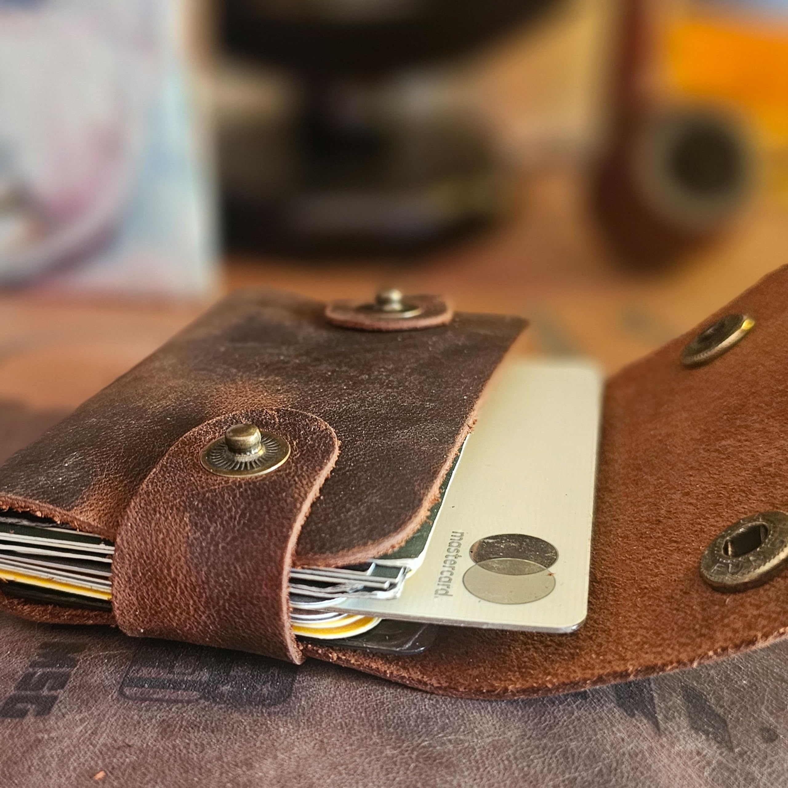 Ignis Craft Brown Leather Card Holder – Handmade Men’s Minimalist Wallet, Slim Credit Card Case, Business Card Holder Leather – Stylish & Practical for Daily Carry