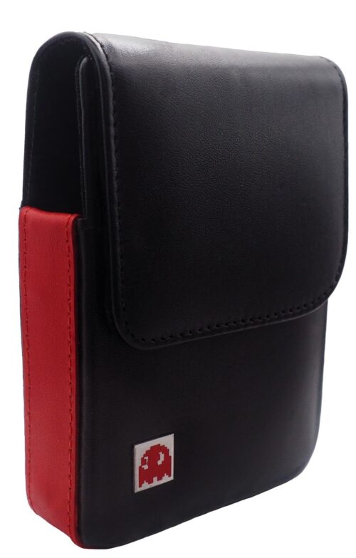 Genuine leather case for Miyoo Mini Plus handheld console, black and red