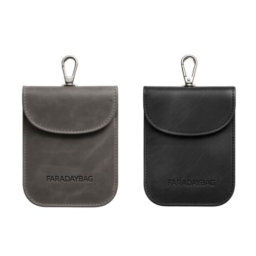Crazy Horse leather Faraday key fob pouch, two-pack