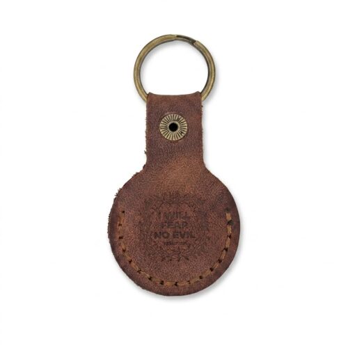 Jordan brown full-grain leather AirTag keychain holder