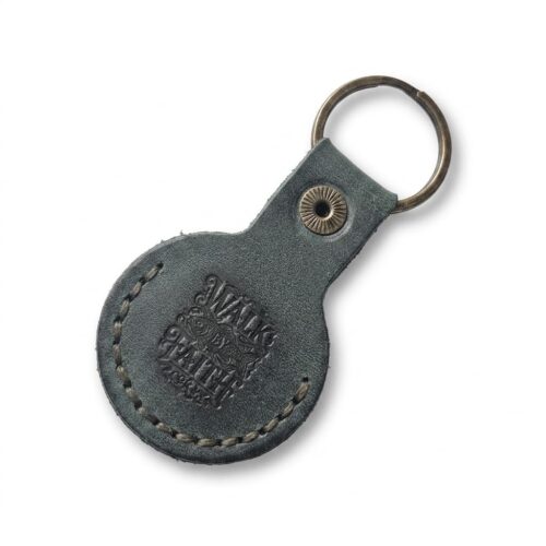 Eden green full-grain leather AirTag keychain holder