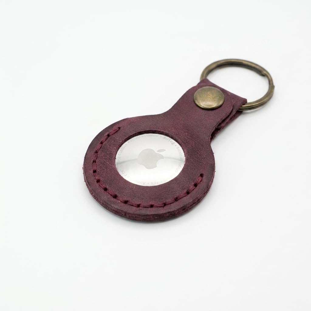 Pentecost red full-grain leather AirTag keychain holder
