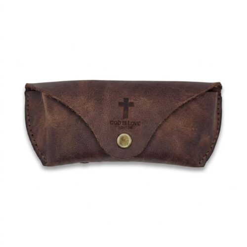 Jordan brown full-grain leather glasses case, soft sleeve