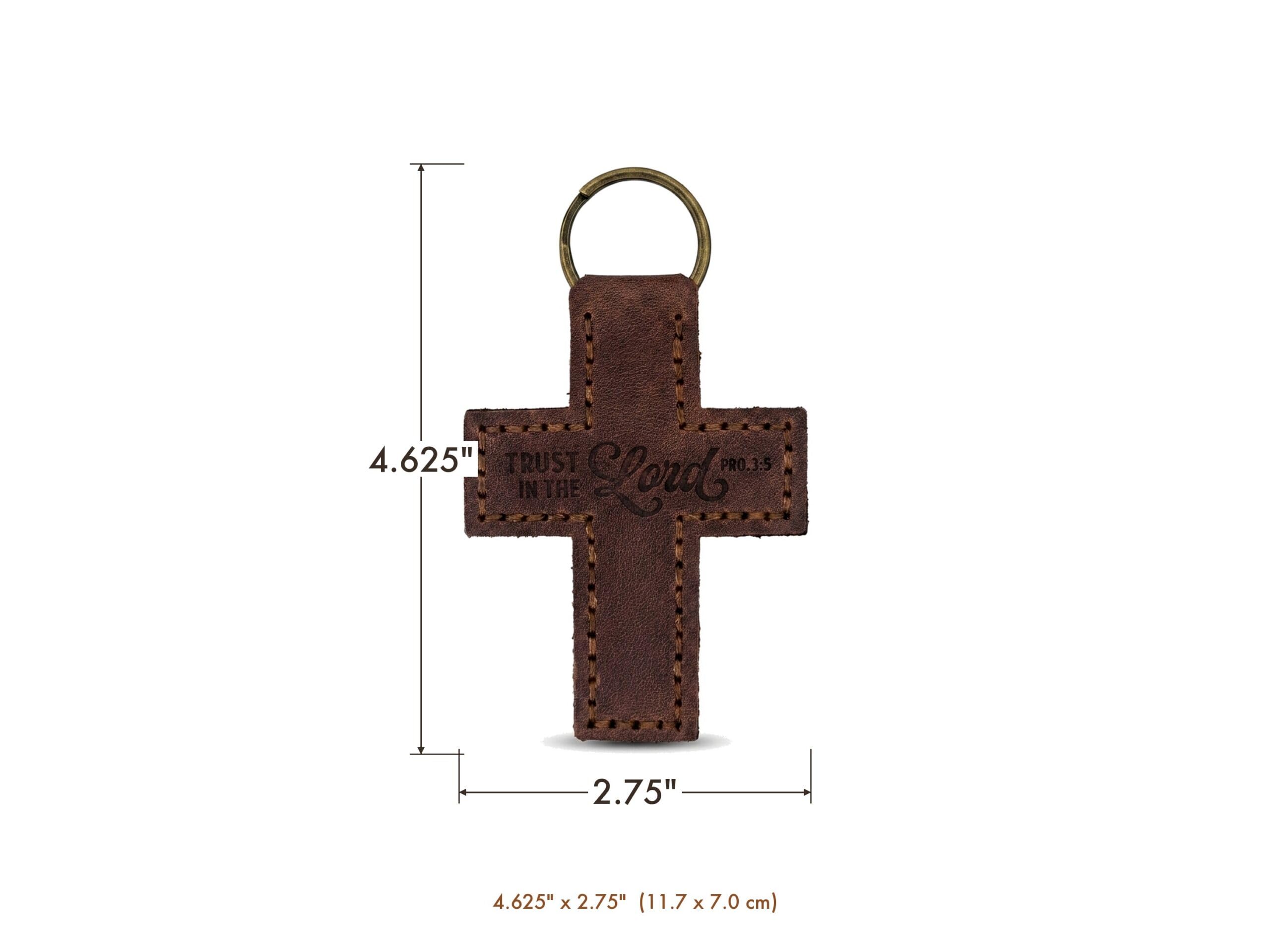 Leather Cross Keychain with Bible Verse – view 3