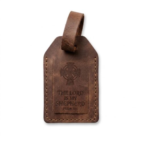 Leather Luggage Tag with Bible Verse