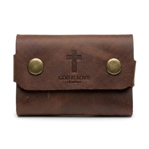 Snap Leather Card Holder with Bible Verse