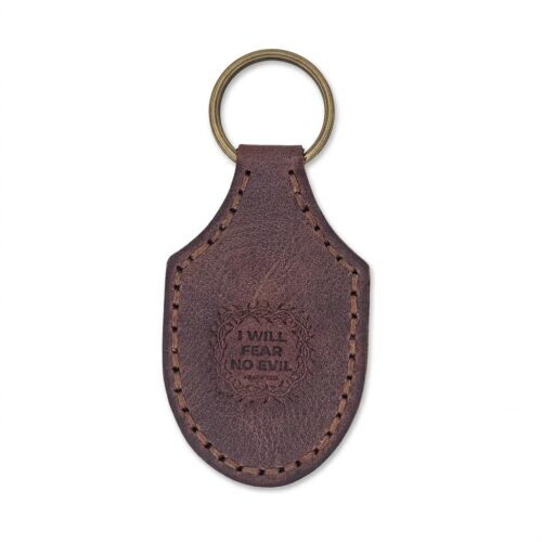 Stitched Leather Keychain with Bible Verse